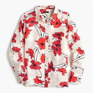 J. Crew Tops - NWT J. CREW Poppy Print Silk Shirt Sz 6 J. Crew Tops - NWT J. CREW Poppy Print Silk Shirt Sz 6